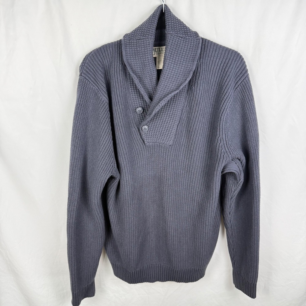 Duluth Men's Brigadier Shawl Collar Sweater Large Dark Gray Fisherman Old Money